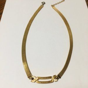 Vintage Christian Dior Germany Gold Tone Mesh Choker Necklace